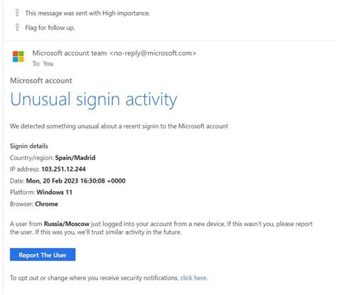 What is unusual activity on Microsoft account?