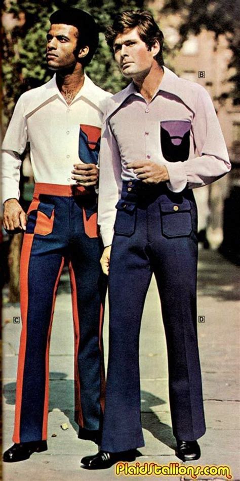 What kind of pants did men wear in the 70s?