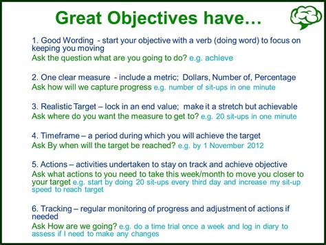 What makes a good objective?