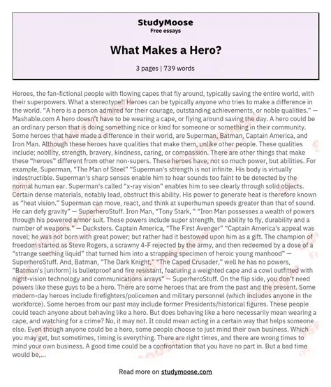 What makes someone a hero essay?