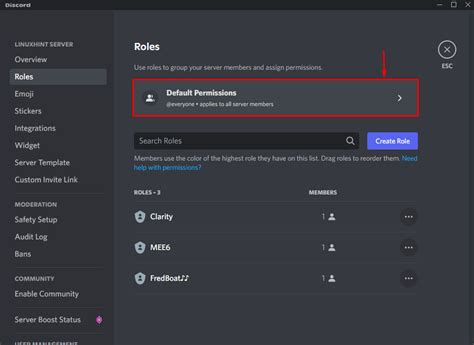 What permissions should a admin have on Discord?