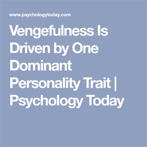 What personality trait is revenge?
