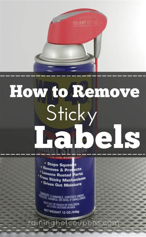 What removes sticky labels easily?