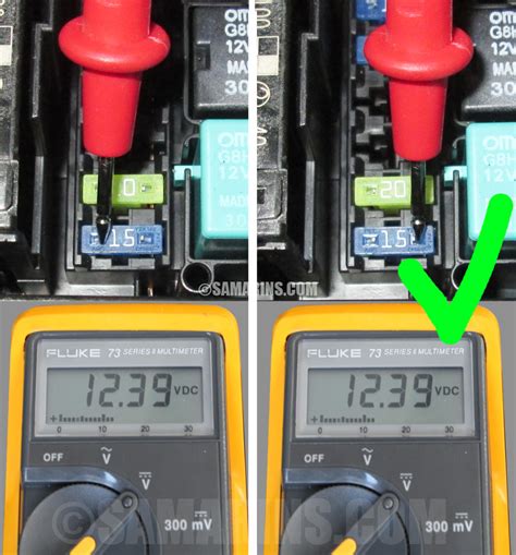 What should a bad fuse read on a multimeter?