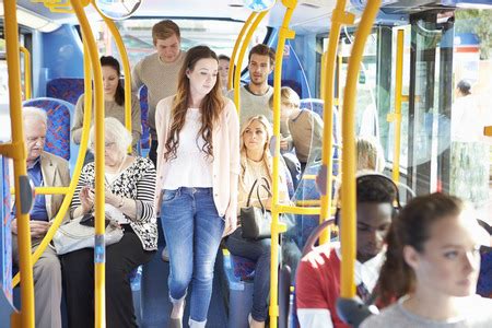 What things should we avoid while sitting in a bus?