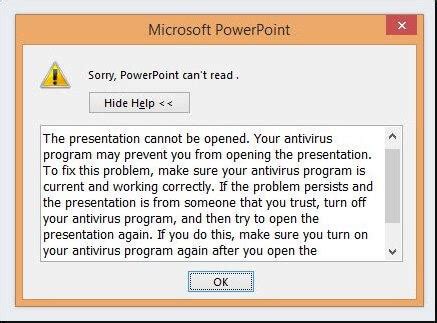 What to do when PowerPoint can't read a file?