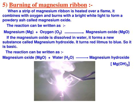 What type of reaction is the burning of magnesium?