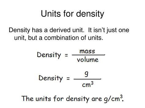 What units are density in?