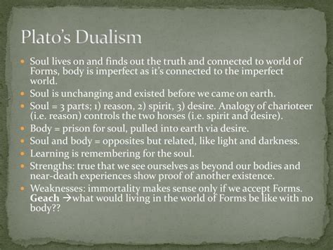 What was Plato's view on dualism?