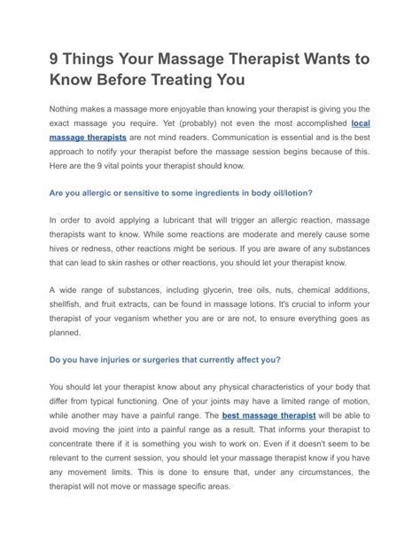 What your massage therapist wants you to know?