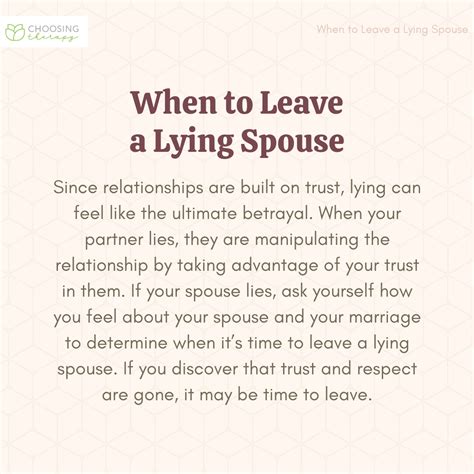 When should you leave a lying spouse?