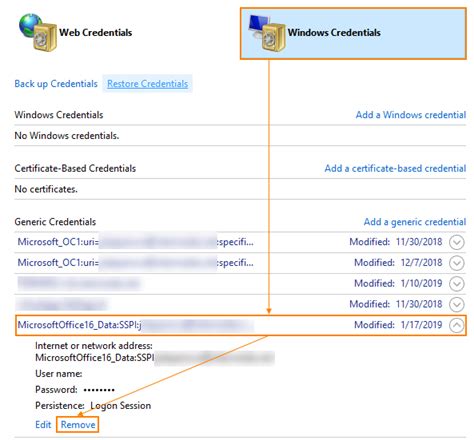 Where are office credentials stored?