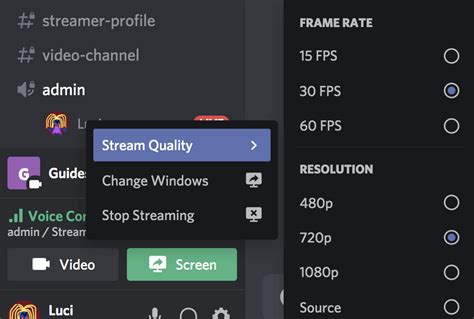 Where are the stream settings on Discord?