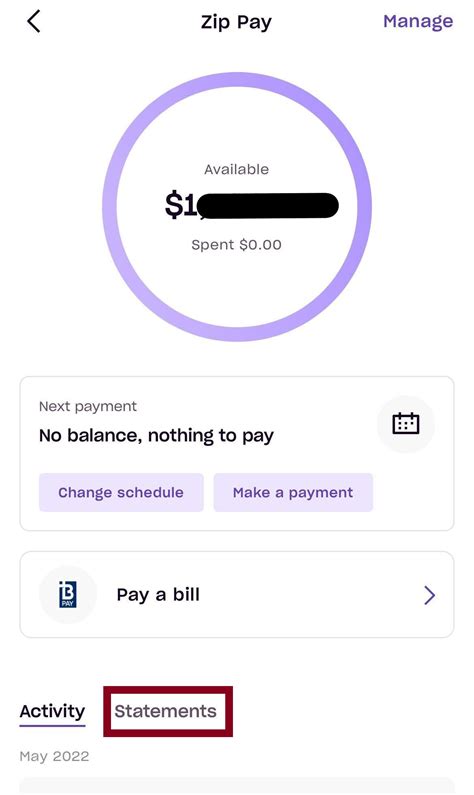 Where can I find my Zip pay statement?
