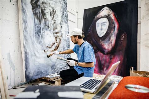 Where do artists show their work?