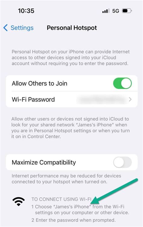 Where is SSID on iPhone hotspot?