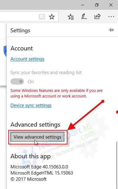 Where is advanced settings in Edge?