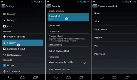 Where is lock screen settings in Android?
