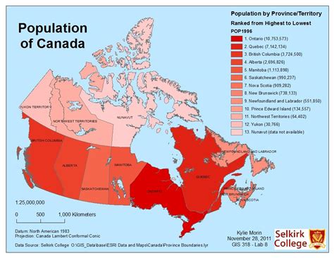 Where is most of Canada's population located?