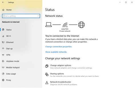 Where is network settings on Windows 10?