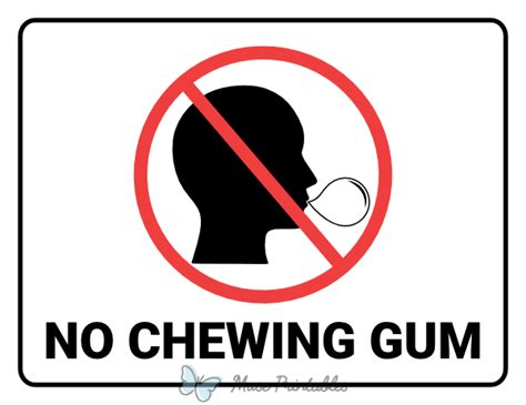 Where is no chewing gum allowed?