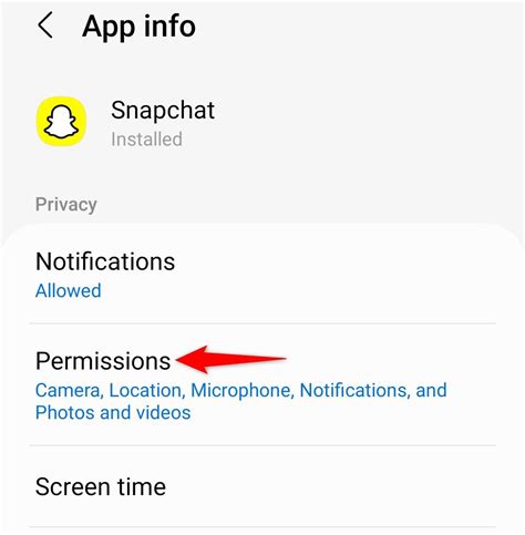 Where is permissions on Snapchat?