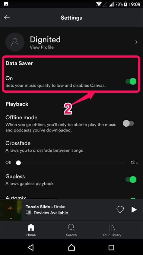 Where is settings on Spotify?