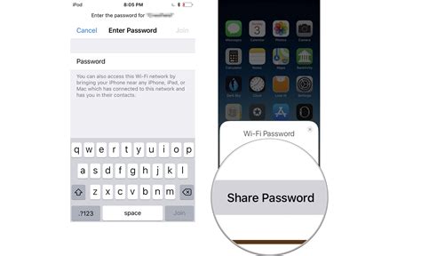 Where is share password on iPhone?