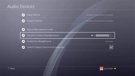 Where is sound devices on PS4?