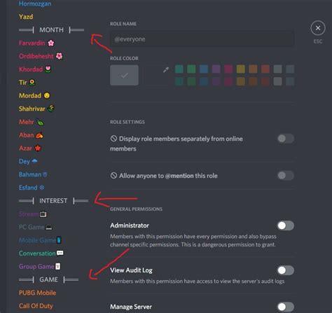 Where is the roles section in Discord?