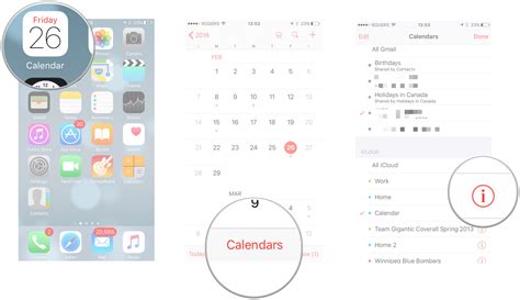 Where is the share button on iPhone calendar?