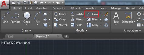 Where is the trim command in AutoCAD?