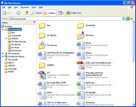 Where is the user folder in Windows XP?