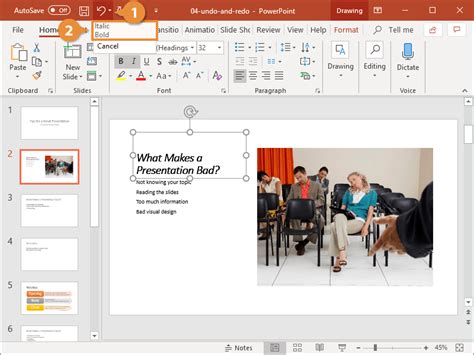 Where is undo in PowerPoint?