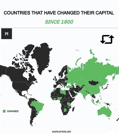 Which 5 countries changed their capital?
