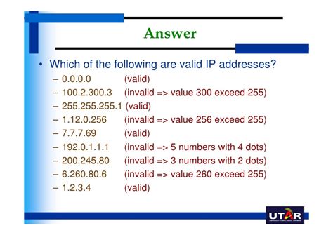 Which IP addresses are invalid?