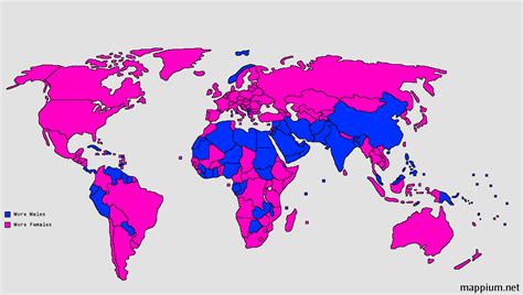 Which countries have more males than females?