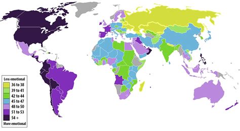 Which country is least emotional?