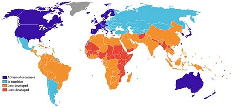 Which country is the least advanced?