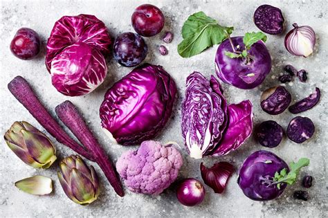 Which food is purple?