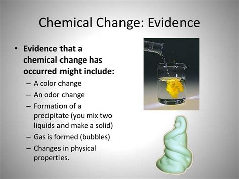 Which is not evidence of chemical change?