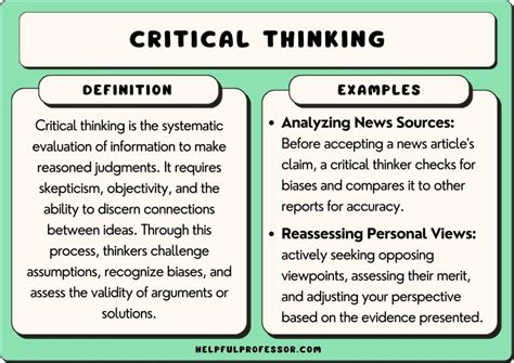 Which is the best example of critical thinking?