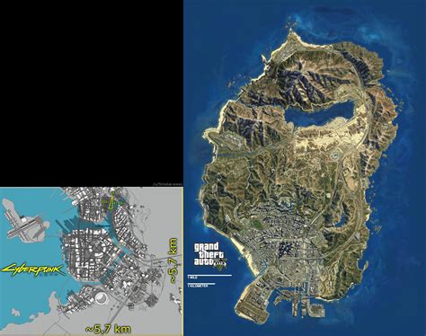 Which map is bigger GTA 5 or Cyberpunk?