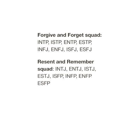 Which mbti type forgives easily?