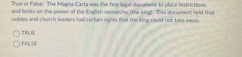 Which statement is false about the Magna Carta?