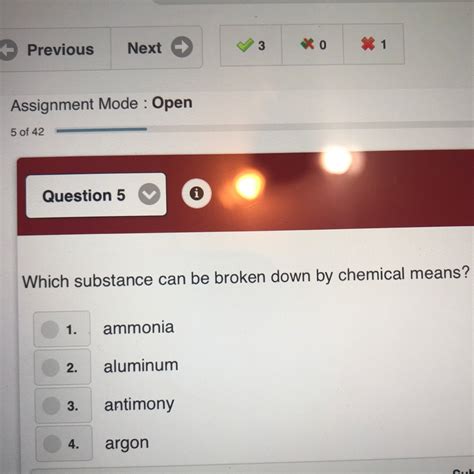 Which substance Cannot be broken down by a chemical change ammonia?