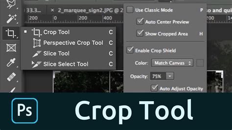 Which tool should you use to crop an image in Photoshop?