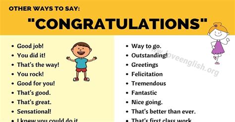Which word can I use instead of congratulations?