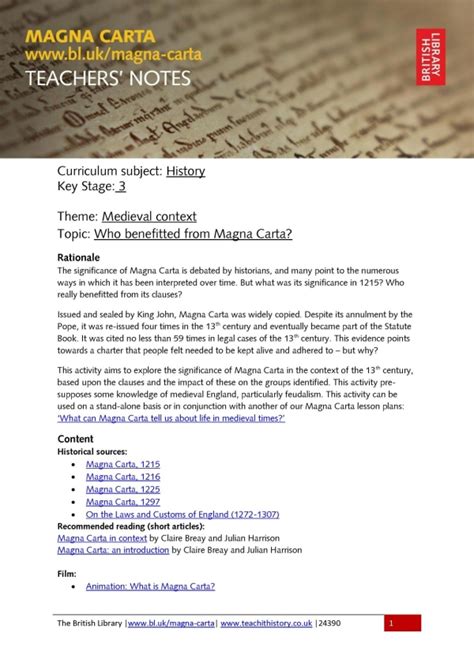 Who benefited from the Magna Carta?