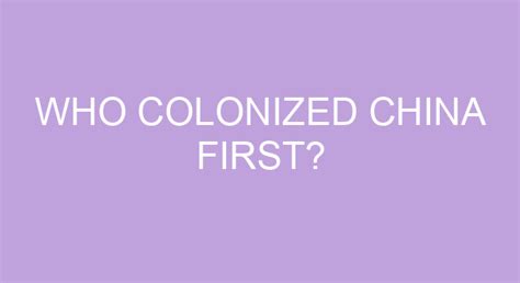 Who colonized China?